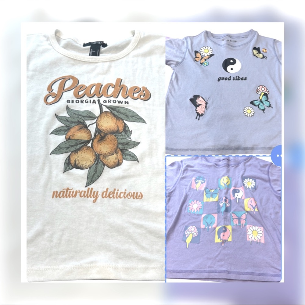 Bundle of 3 Cropped tops Two Purple & One Cream Forever 21 & Single scoop Brand